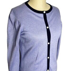 Tommy Hilfiger Golf Cardigan Womens Size M Purple Navy Cotton Alpaca Blend